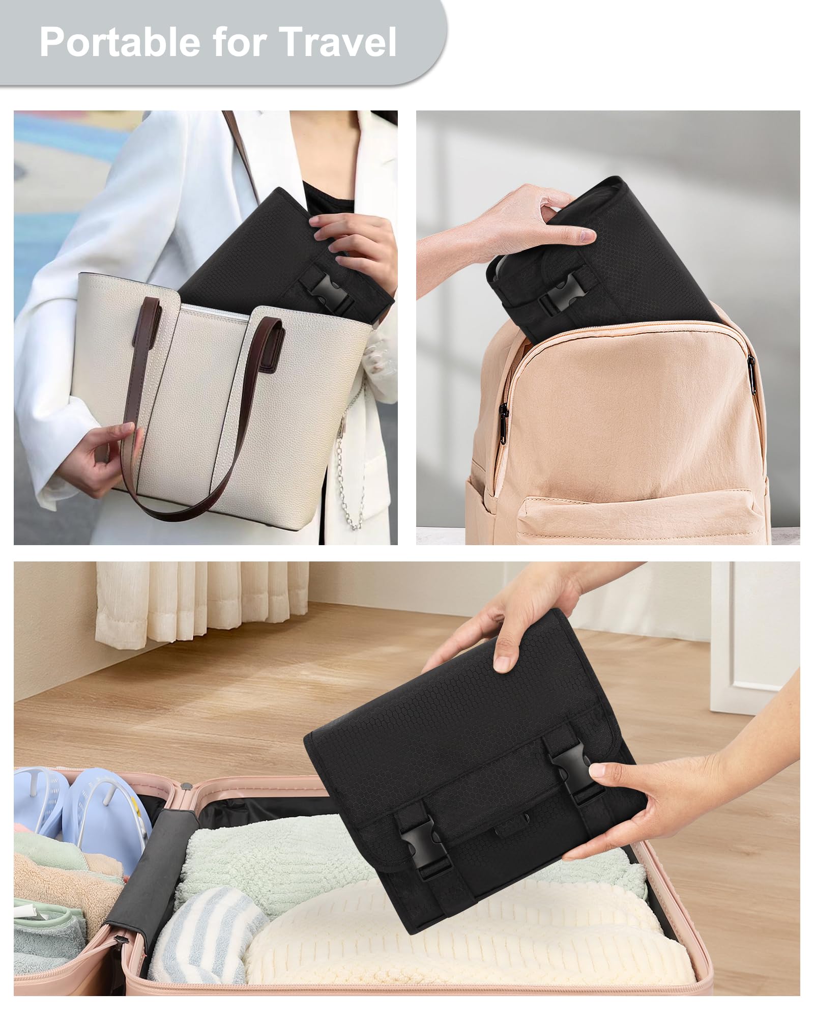 Relavel bag with elastic bottle holders supports upright bottles and spill prevention.