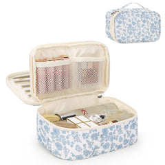 Relavel travel makeup bag compact with organized compartments for on-the-go essentials