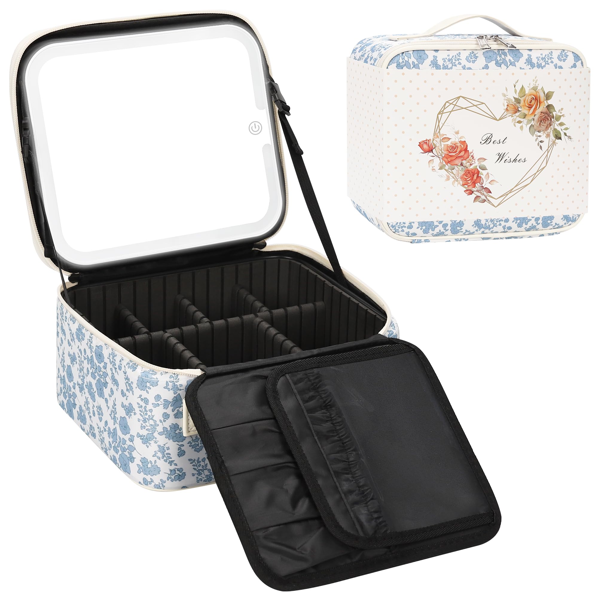 Relavel makeup box size 10.2 by 9.1 by 4.7 inches for full kit