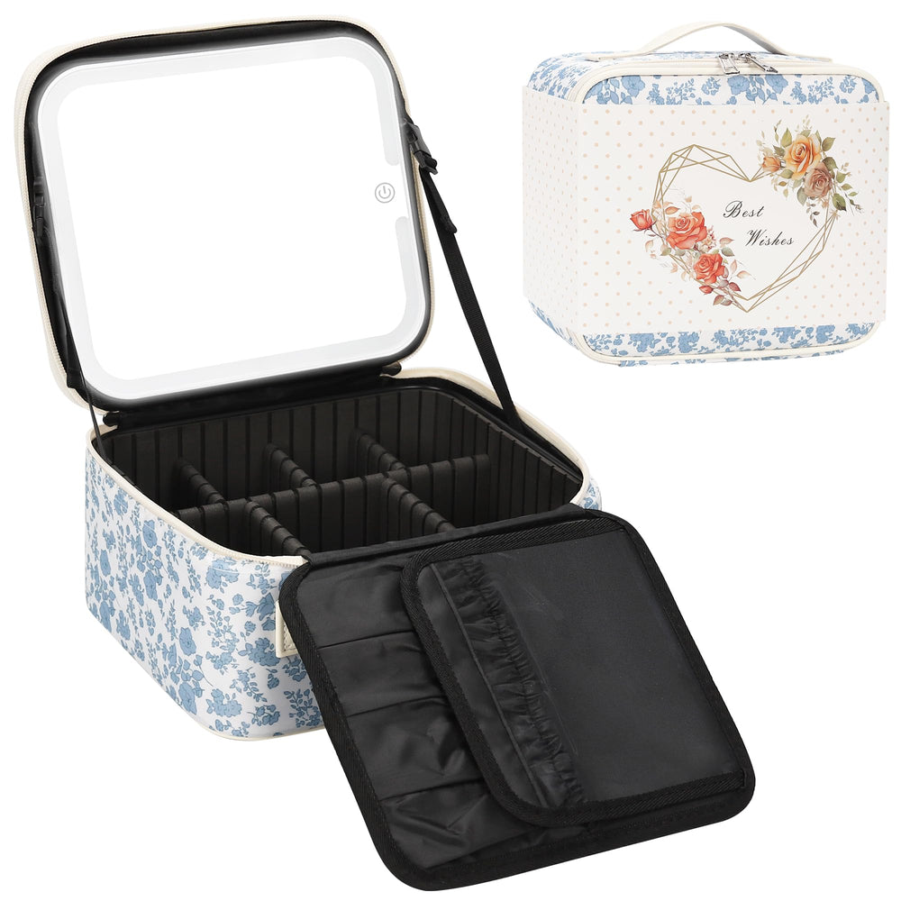 Relavel makeup box size 10.2 by 9.1 by 4.7 inches for full kit