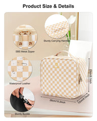 Inside view of Relavel bag with detachable partitions for customizable cosmetics organization.
