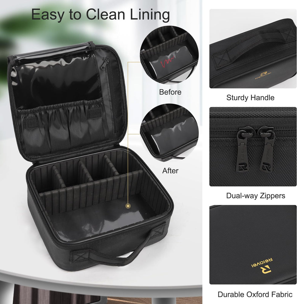 Relavel brush slots protect bristles during travel.