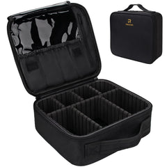 Relavel travel makeup train case exterior shows sturdy Oxford fabric for reliable travel.