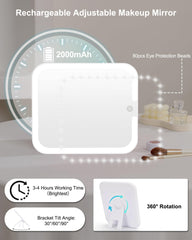 Relavel USB-rechargeable mirror supports extended use during beauty sessions.