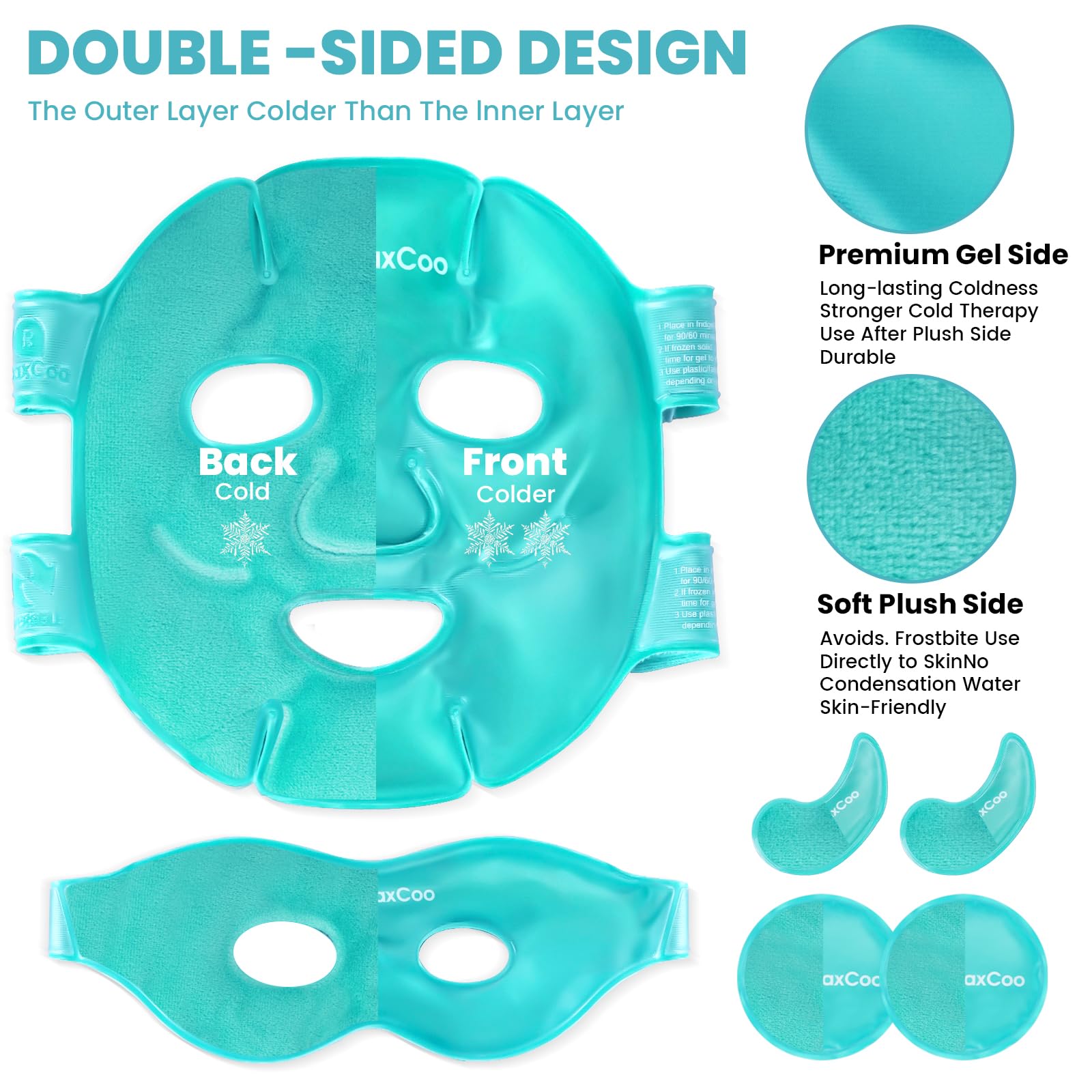RelaxCoo ice face mask worn on face for hands-free relief