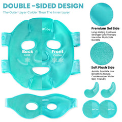 RelaxCoo ice face mask worn on face for hands-free relief