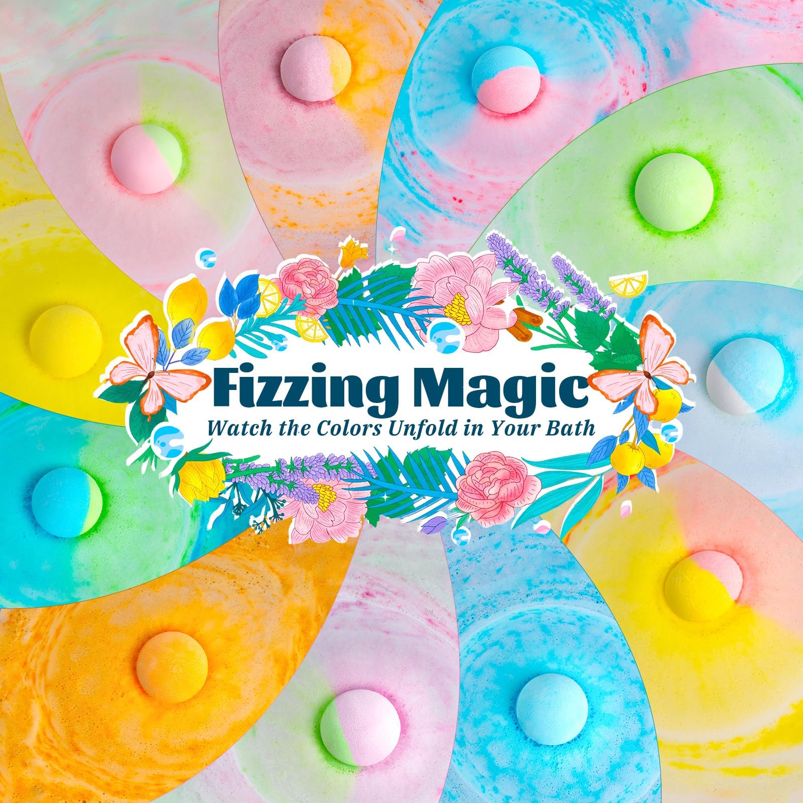 RelaxRose bombas de baño colores vibrantes liberan fragancias envolventes