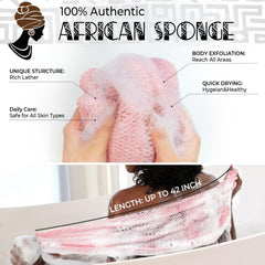 RelaxScene esponja de red africana rosa bebé, ideal para duchas suaves.