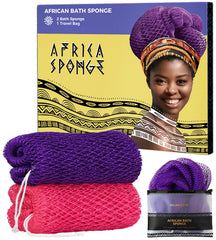 RelaxScene esponja de red africana auténtica: frente del set de dos piezas para exfoliar la piel.
