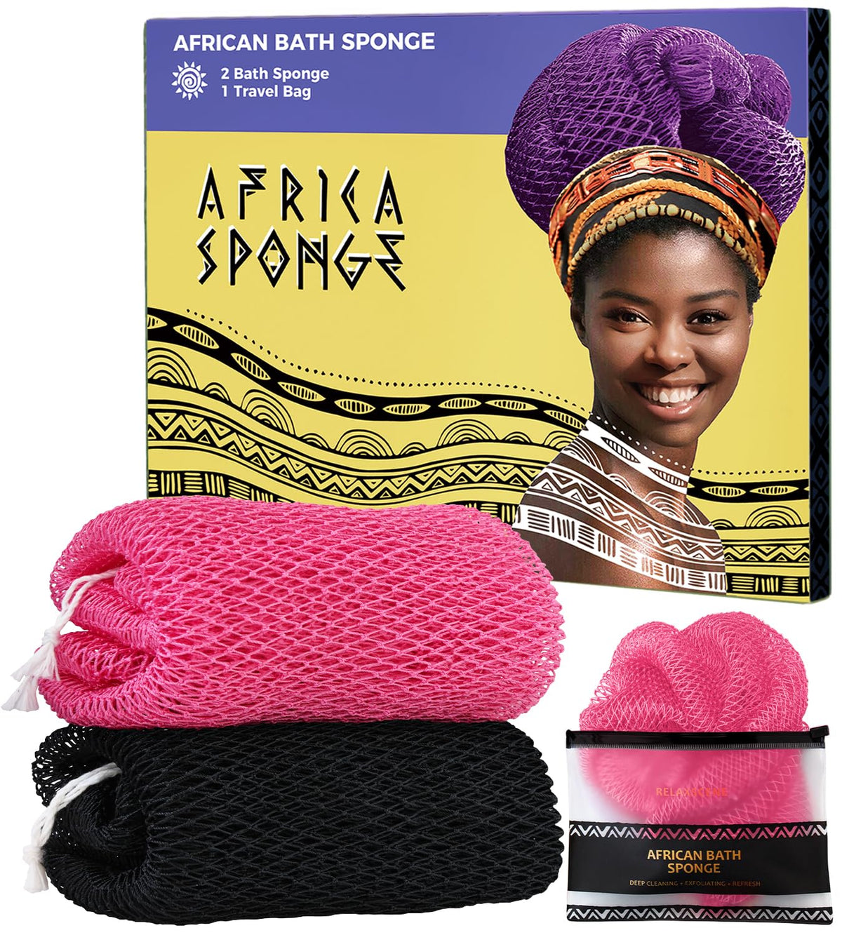 RelaxScene esponja de red africana: exfoliación suave para piel renovada.