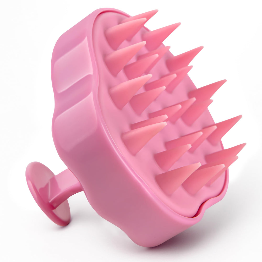 RELAXXO scalp massager close-up showing soft bristles for gentle exfoliation and cleansing