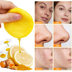 ReliCo turmeric cleansing pad close-up showing soft texture for gentle skin care.