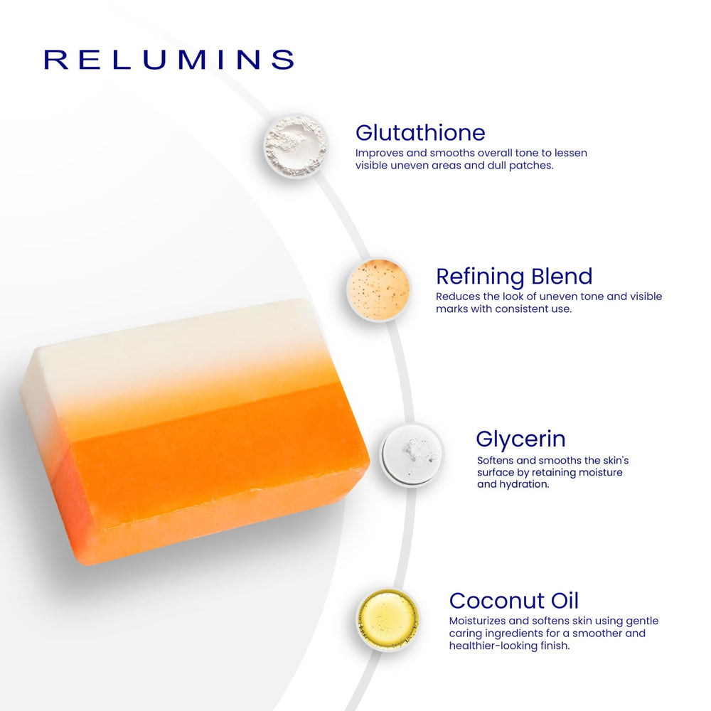 Relumins Glutathione Soap bar ideal for face and body usage.