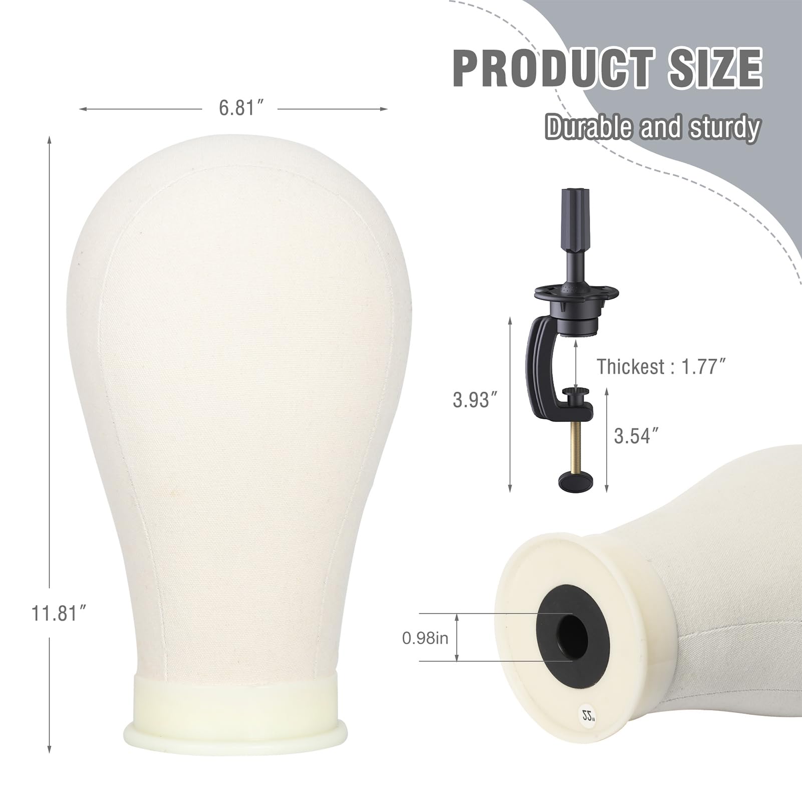Relx wig stand with included accessories for professional wig work.