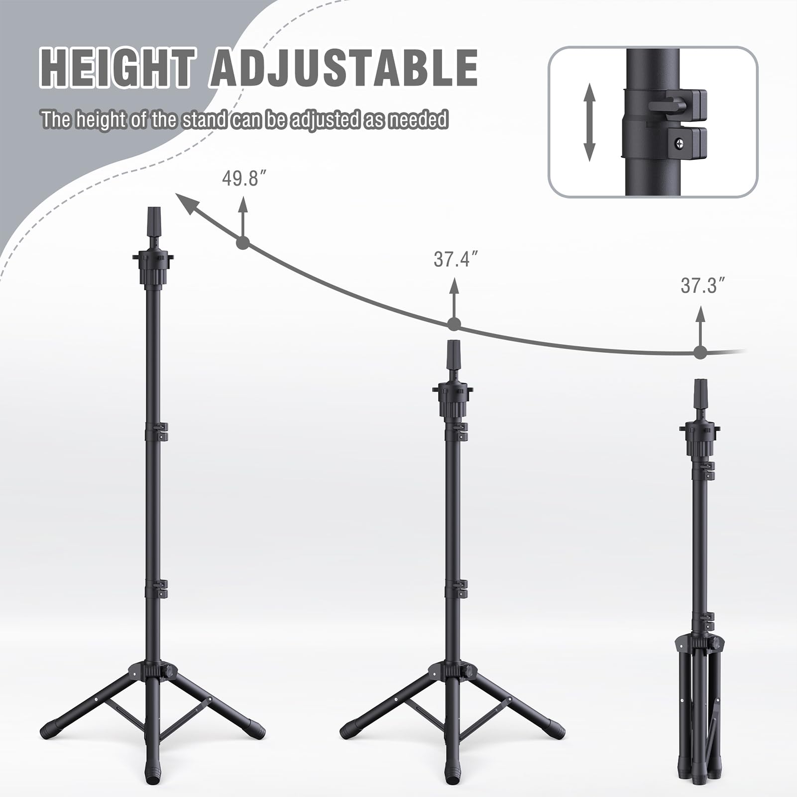 Relx tabletop tripod stabilizes the setup for steady grooming sessions.