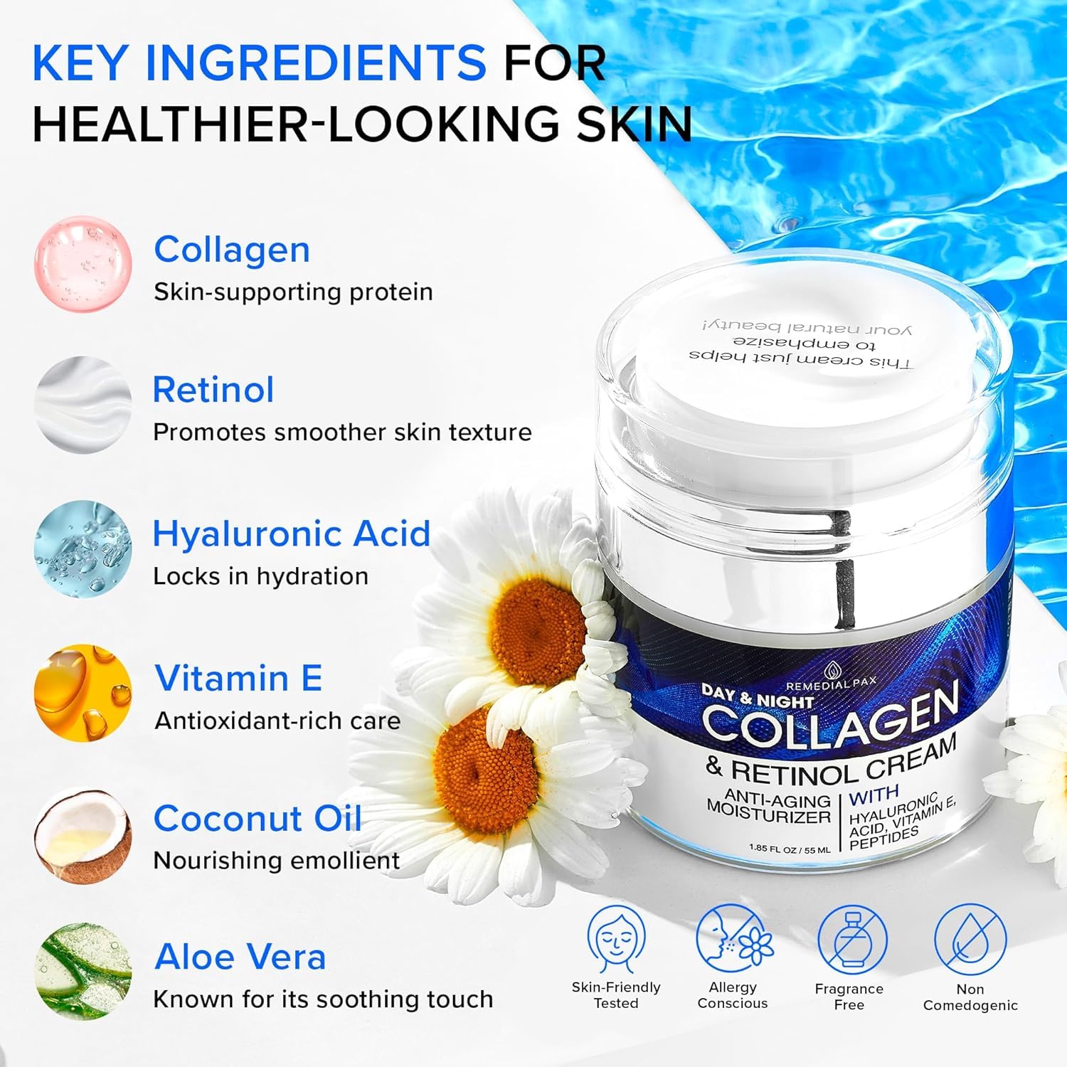 REMEDIAL PURITY bottle for day and night use supports hydration