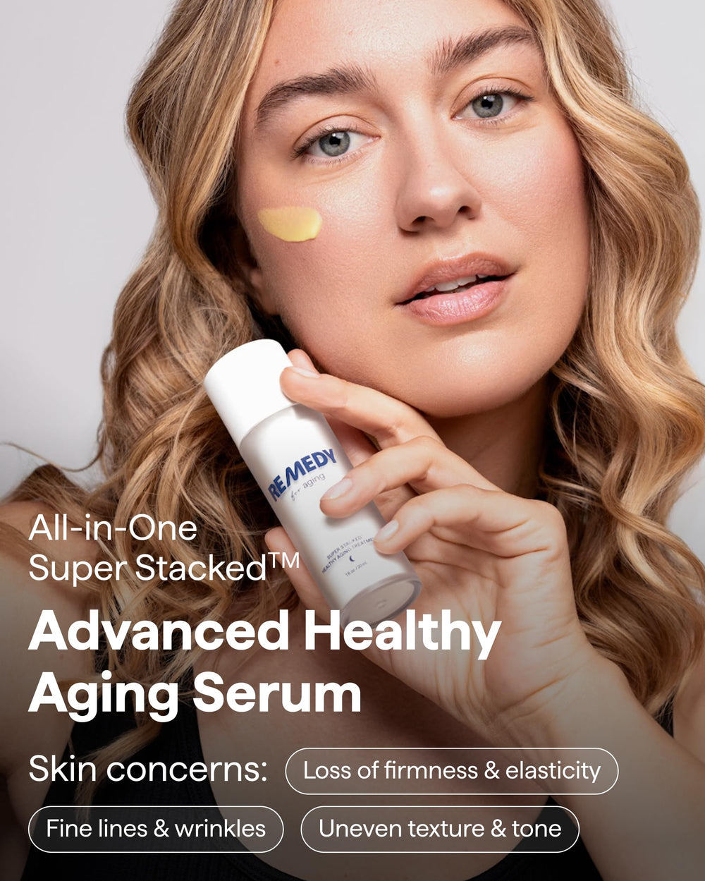 Remedy Science Healthy Aging Serum label close-up highlighting ingredients and brand