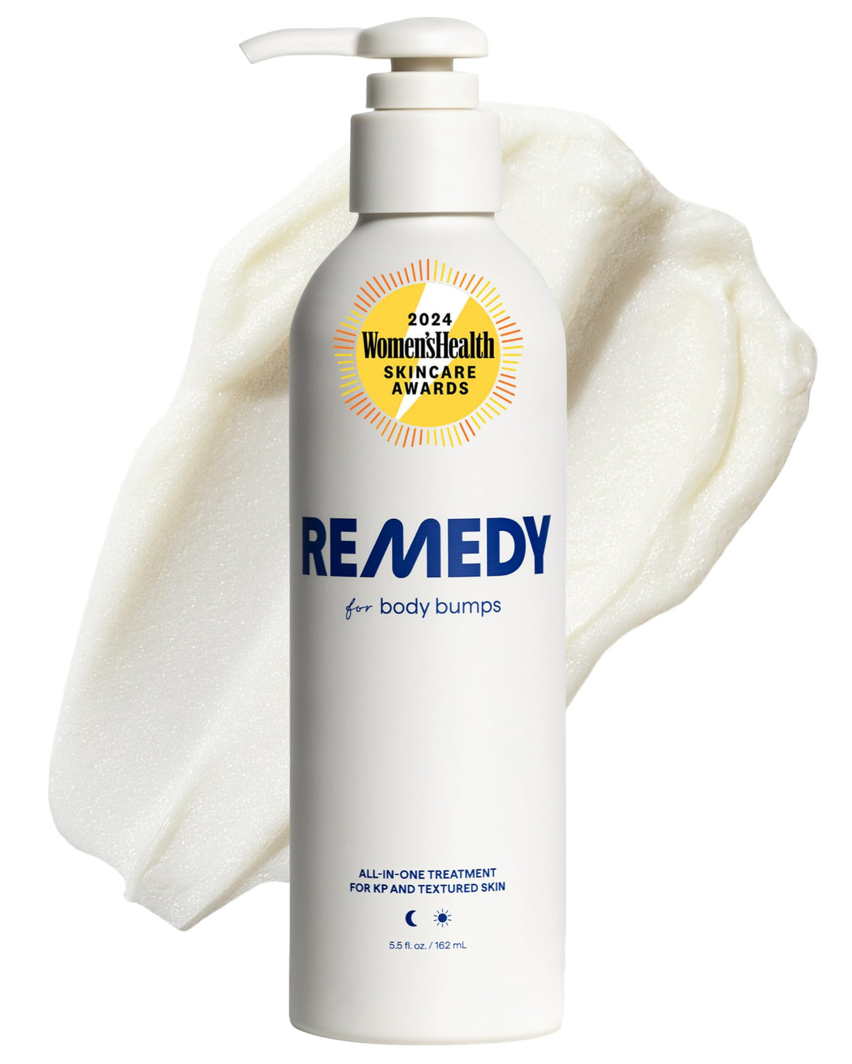 Remedy Science KP Exfoliating Bottle Pump targets KP-prone areas for focused care.