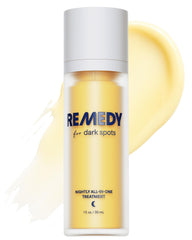 Remedy Science remedy-dark-spots-night-serum bottle demonstrating lightweight texture.