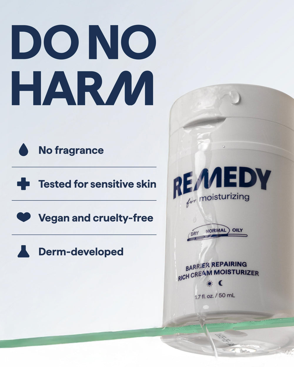 Remedy Science Rich Moisture barrier illustration highlights skin support.