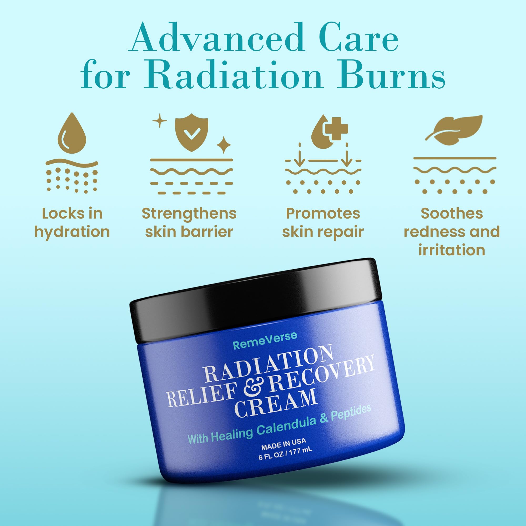 RemeVerse Radiation Cream jar closeup highlighting creamy texture for soothing skin.