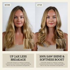 Remilia Hair Cosmocap silk-protein gloss highlights smooth, shiny results after use.