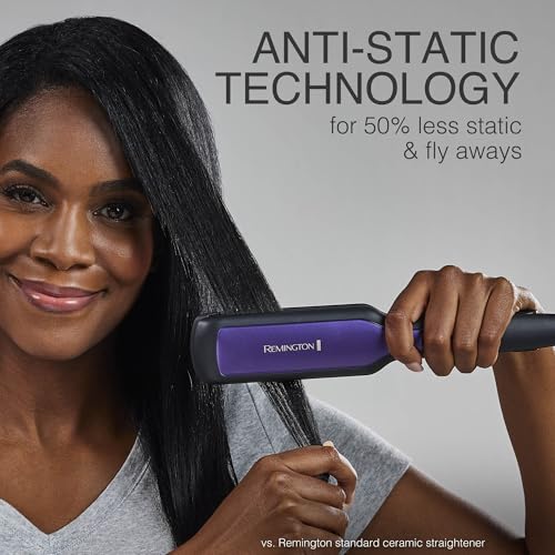 Remington anti-static technology reduces frizz and flyaways for polished daily looks