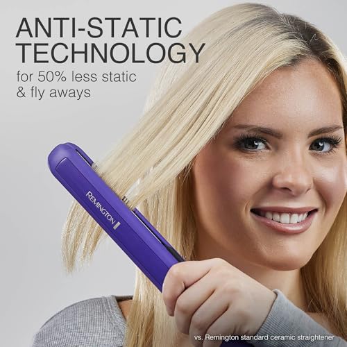 Remington anti-static technology flat iron image demonstrating reduced flyaways for a sleeker finish