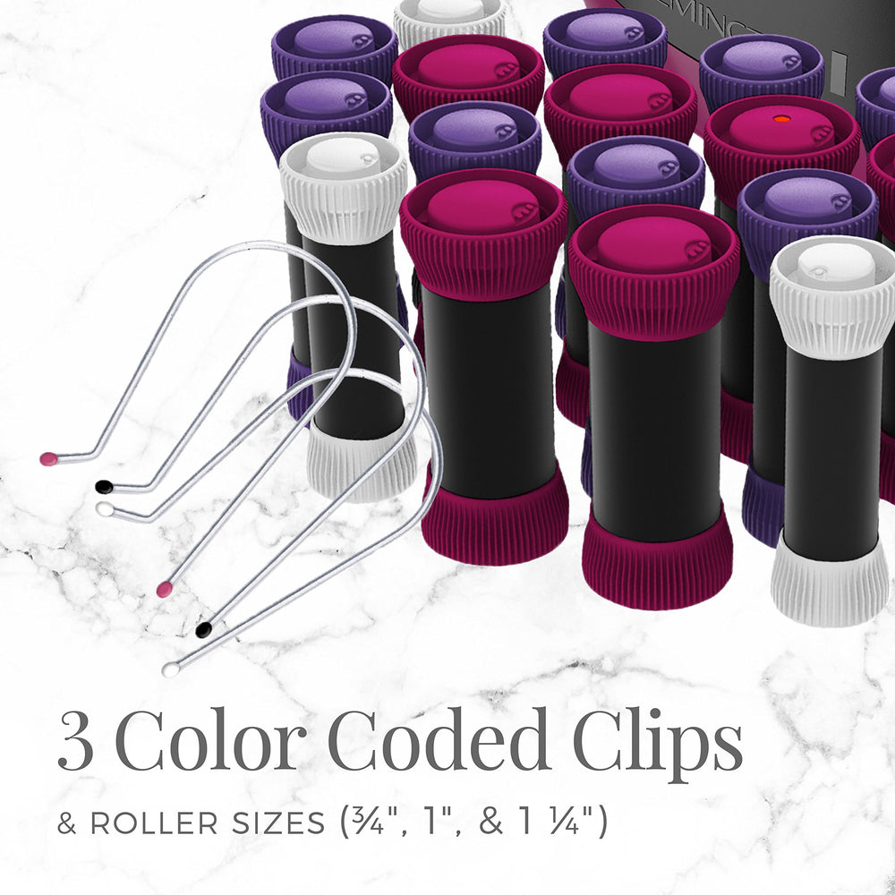 Remington color-coded J-clips secure rollers with minimal creasing.
