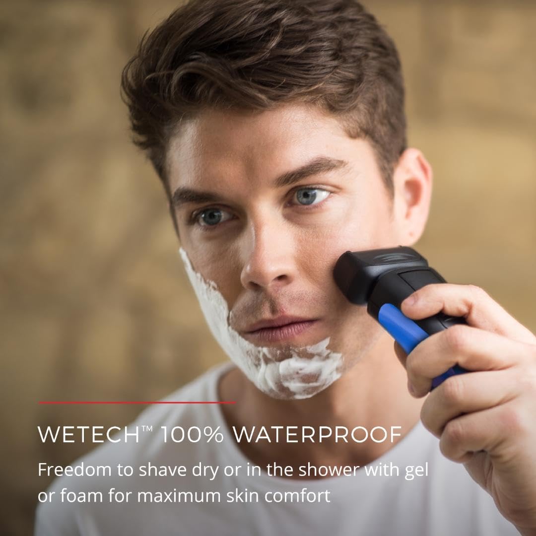 Remington PF7400E stubble attachment attached for versatile 2-style grooming.