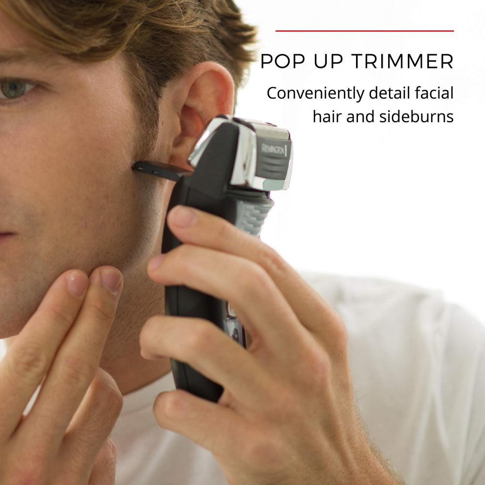 Remington F5 eyebrow guide comb attached for controlled grooming