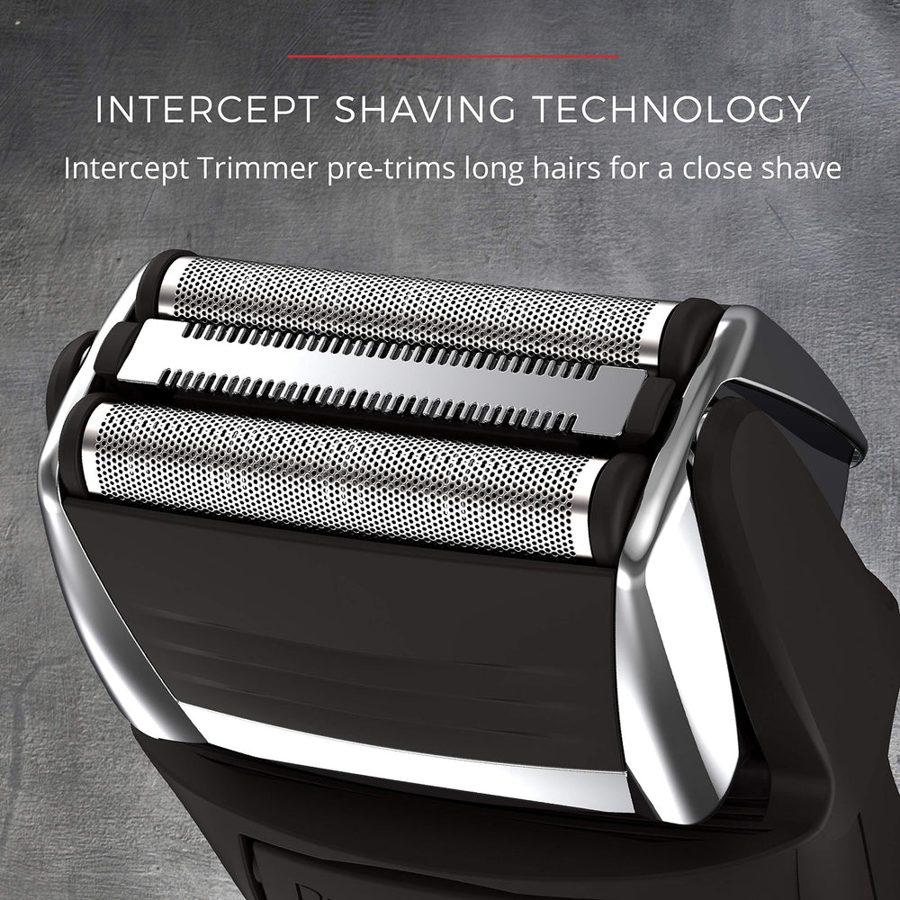 Remington F5 pop-up trimmer in use for detailing mustache