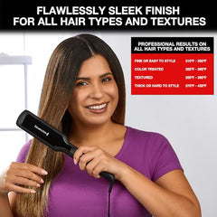 Remington titanium-ceramic coating on the flat iron for gentle heat distribution.