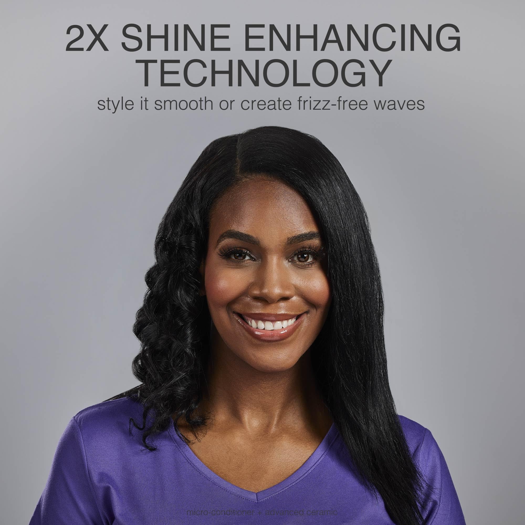Frizz control and polished finish achieved with the flat iron