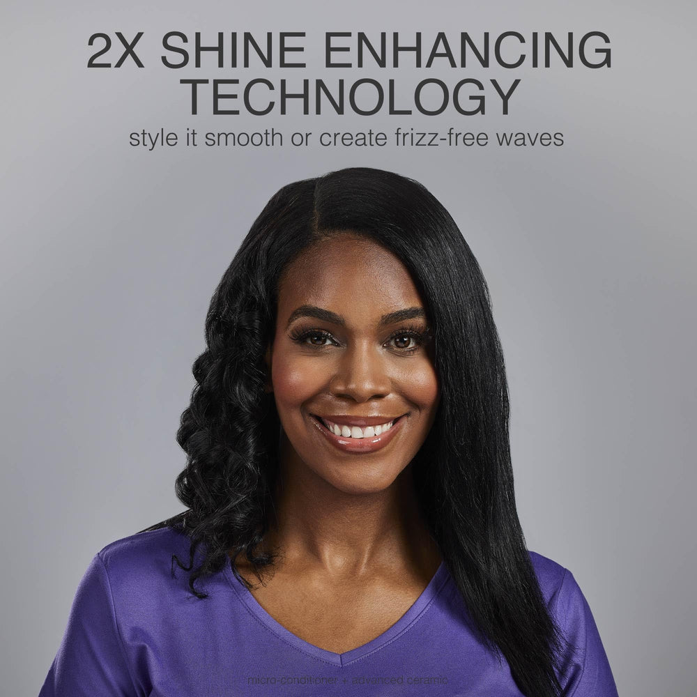 Frizz control and polished finish achieved with the flat iron