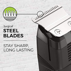 Remington PG6025 adjustable comb with eight lengths for versatile styling.