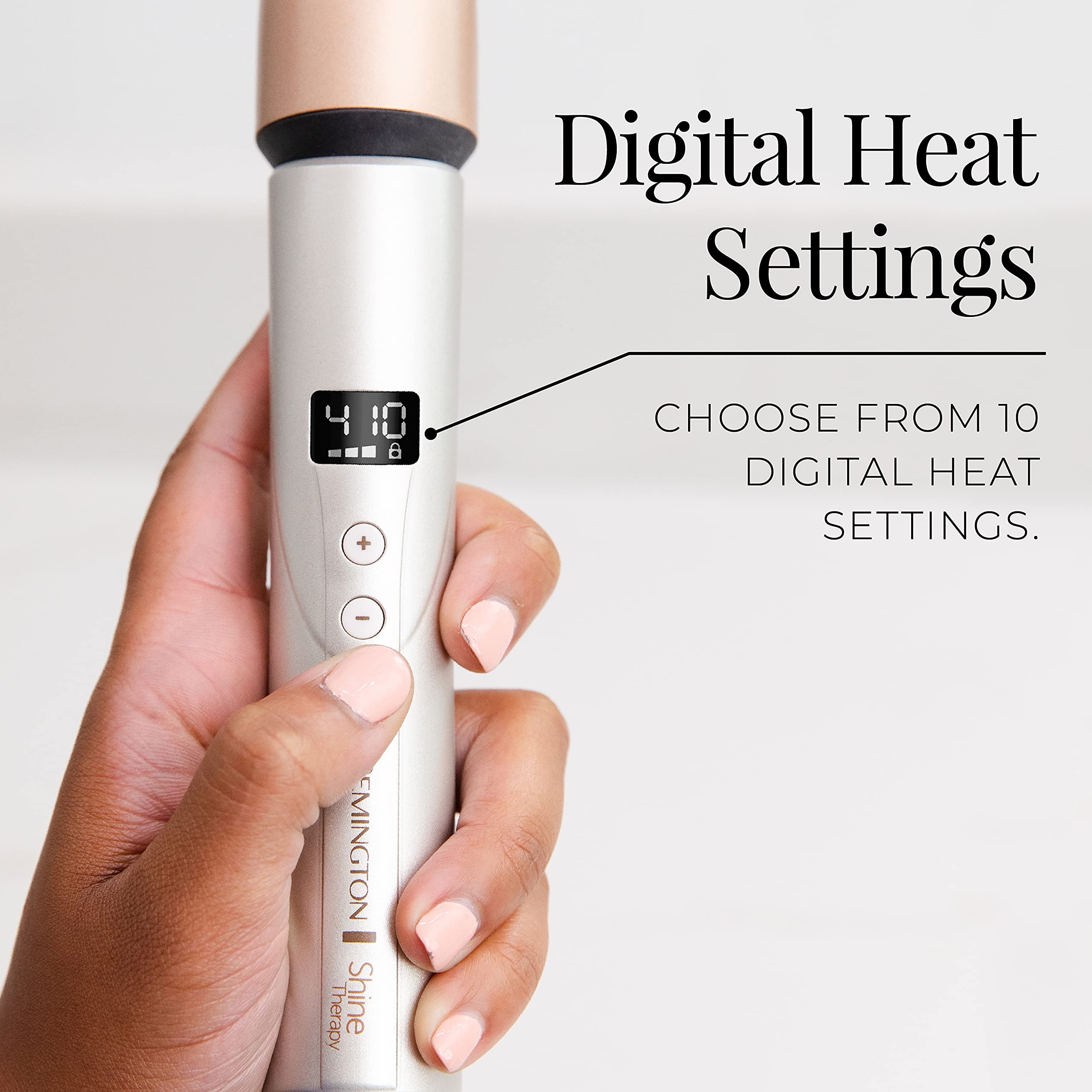 Remington Shine Therapy wand auto shut-off enhances safety and convenience.