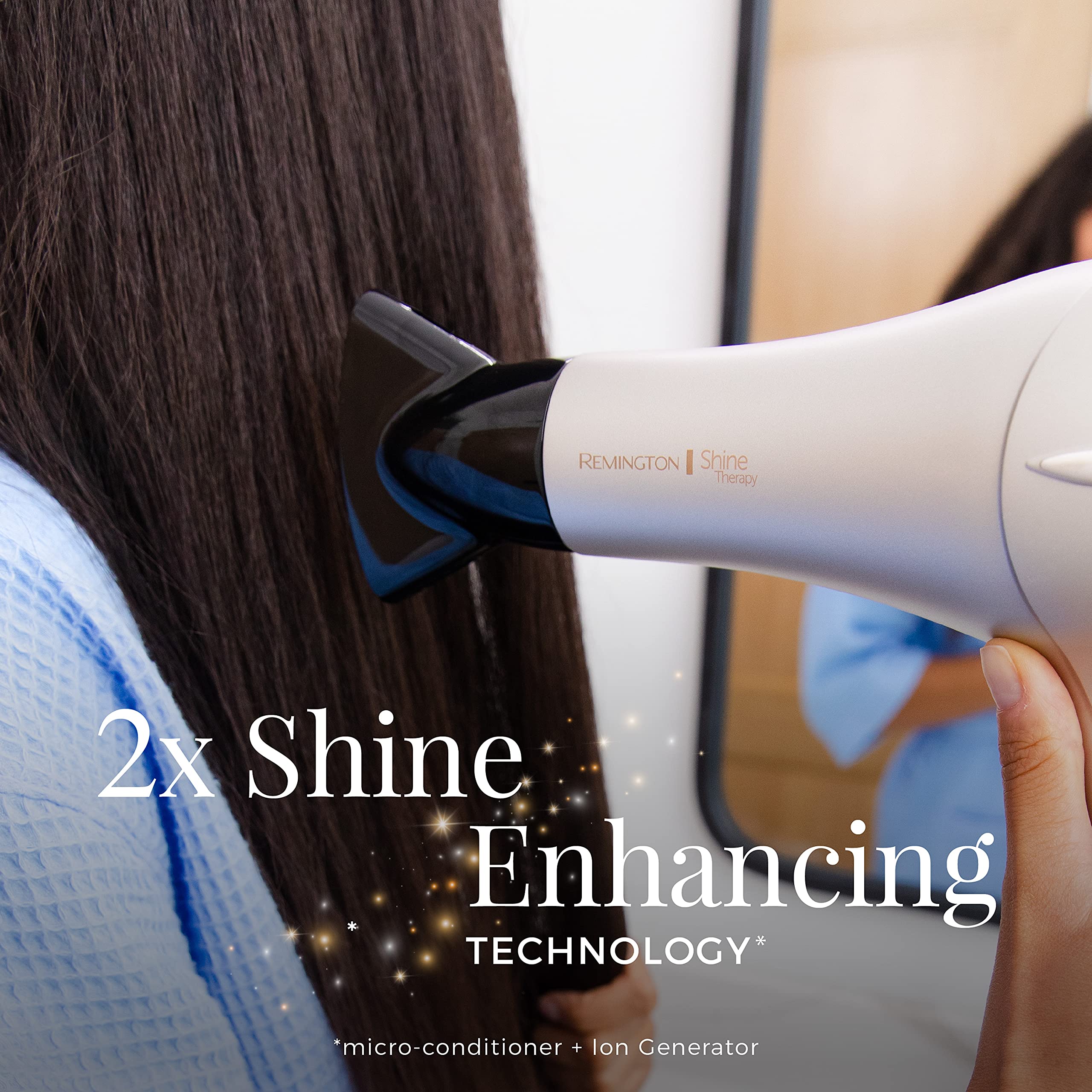 Remington Shine Therapy micro-conditioner release reduces frizz during drying