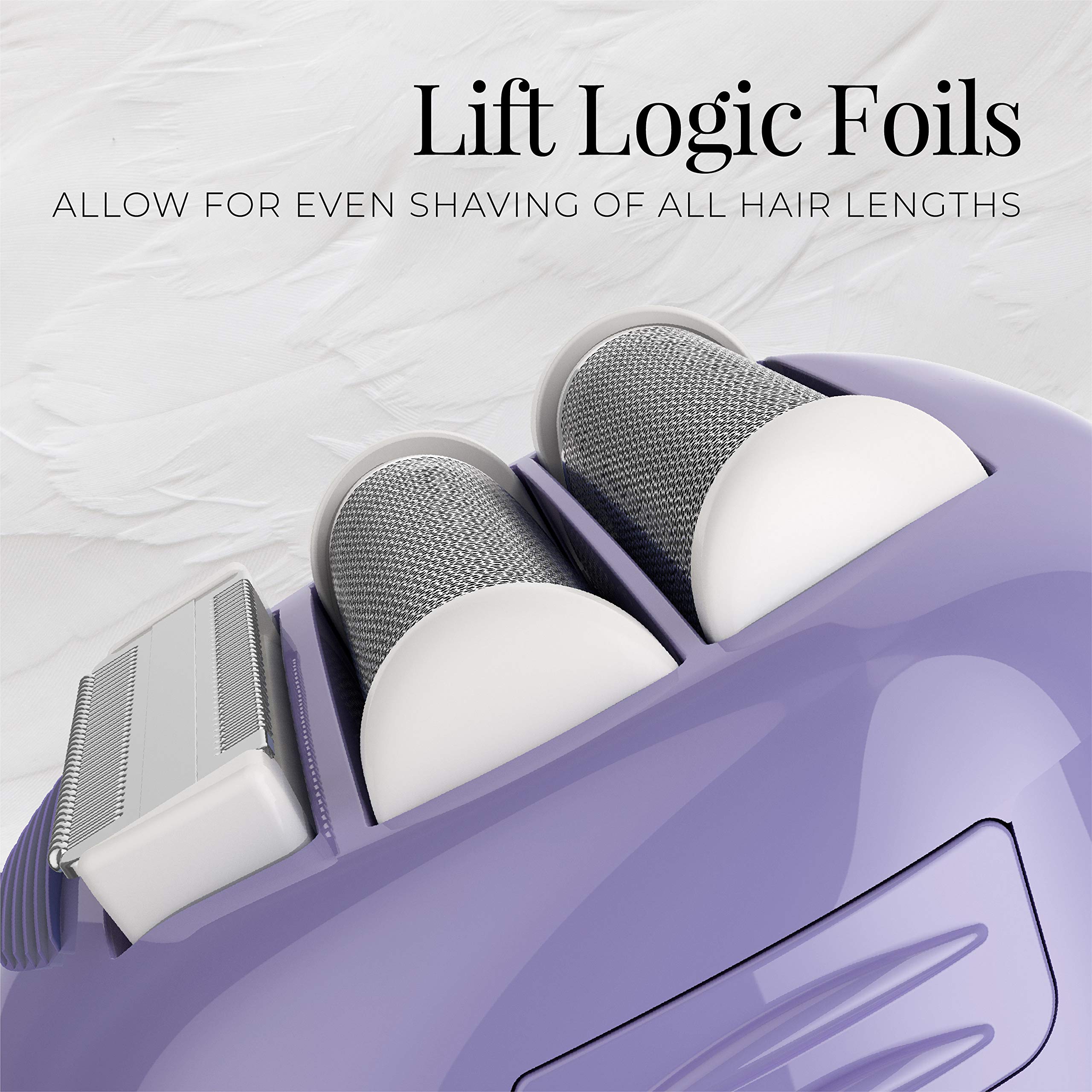 Remington Lift Logic foils guide hairs toward blades for even results.