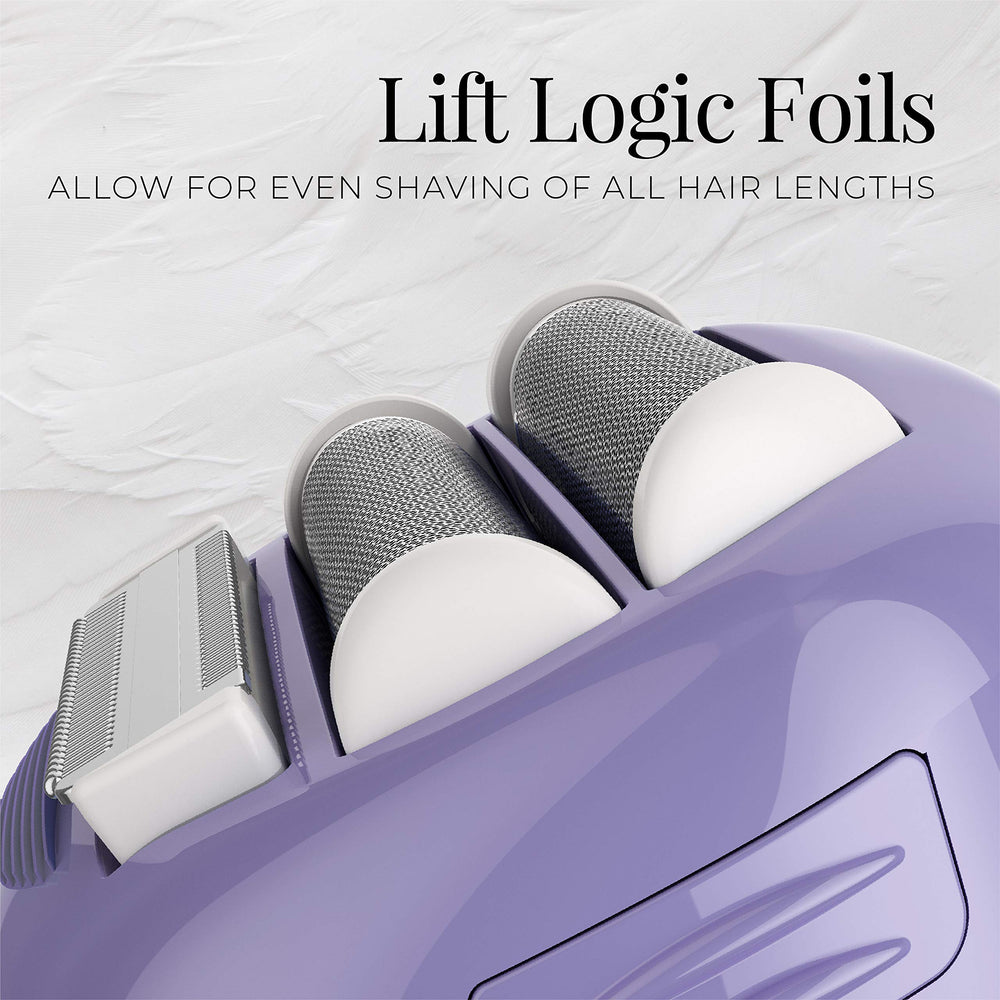 Remington Lift Logic foils guide hairs toward blades for even results.