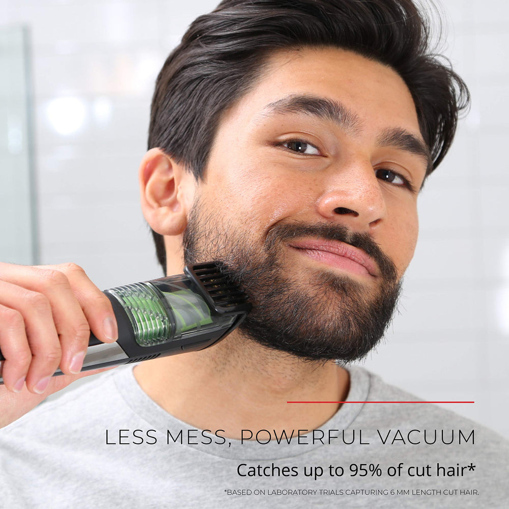 Remington vacuum beard trimmer detail edge trim for crisp lines.