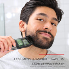 Remington vacuum beard trimmer detail edge trim for crisp lines.
