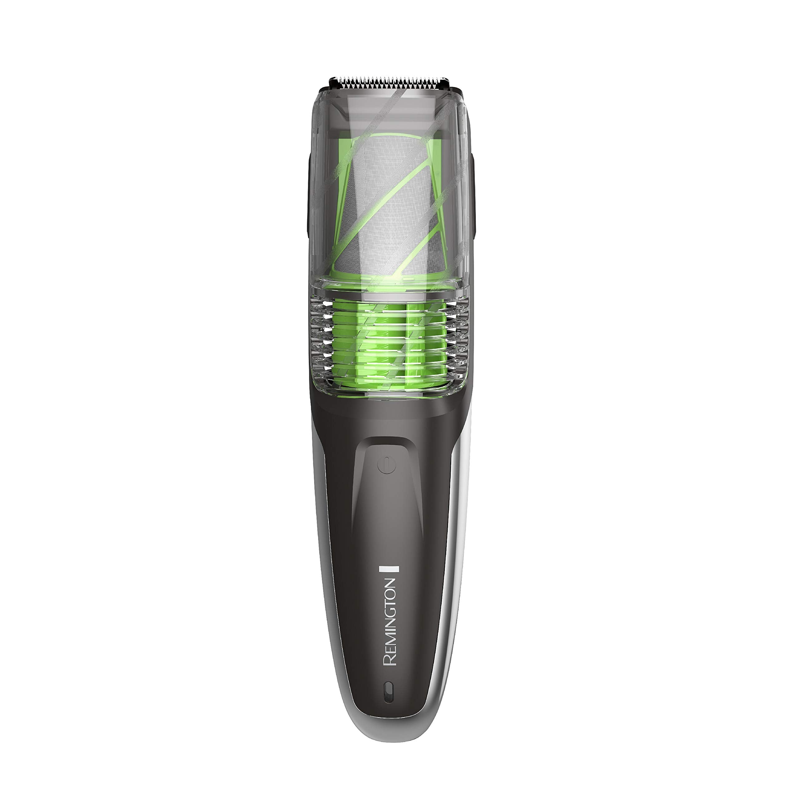 Remington vacuum beard trimmer compact design ideal for travel.