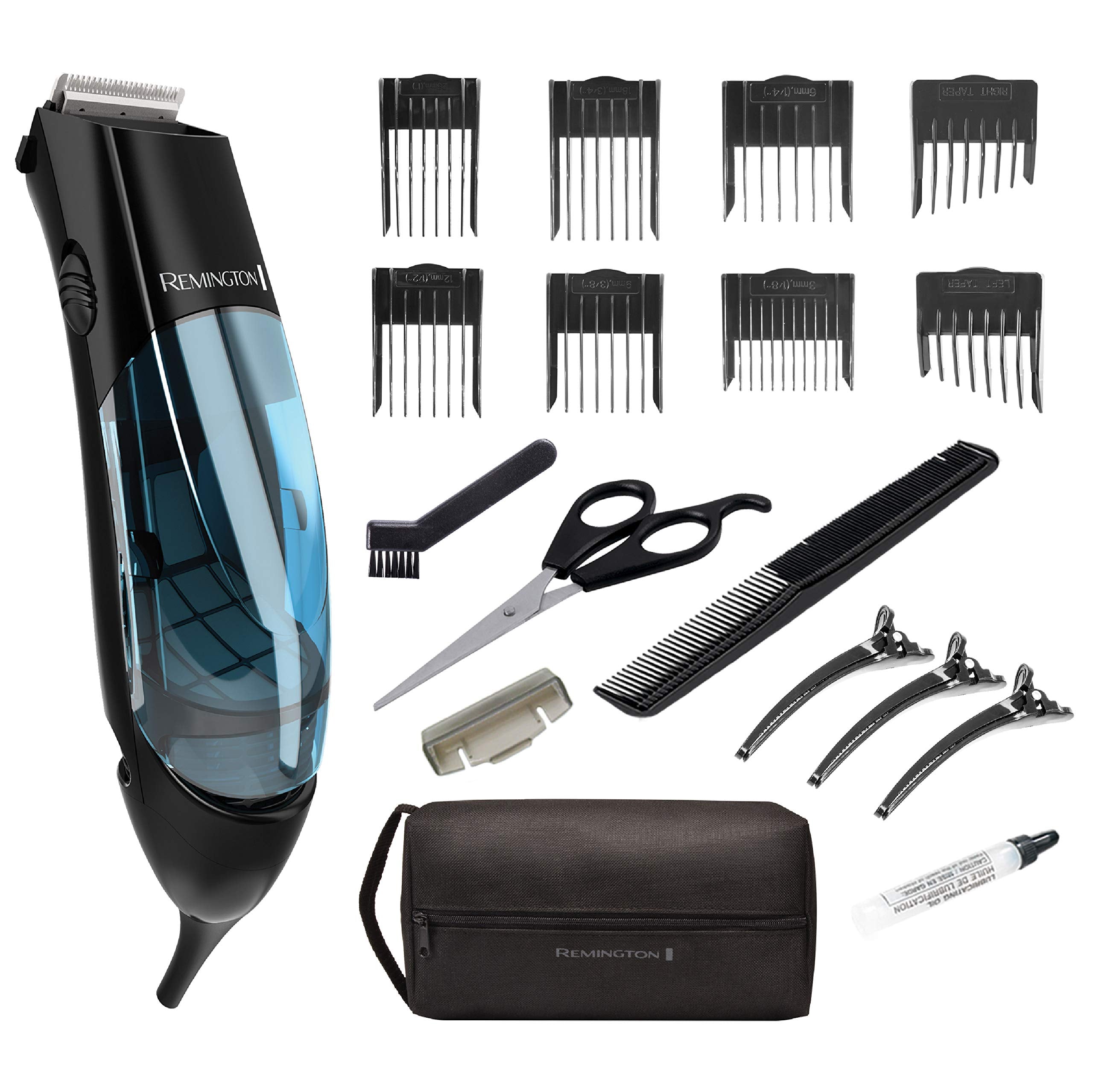 Remington vacuum haircut kit front view for mess-free at-home grooming