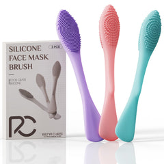 Rena Chris 3pcs silicone face scrubber set for cleansing, masking, and exfoliating.