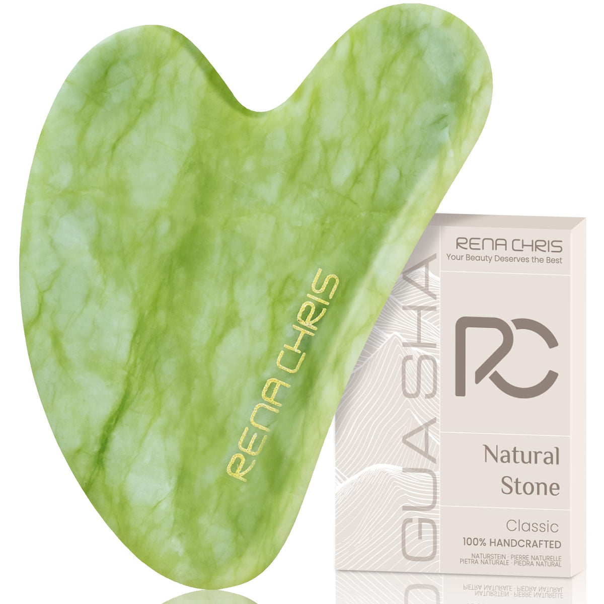 Rena Chris Gua Sha Face Tool mint green glides for facial massage.