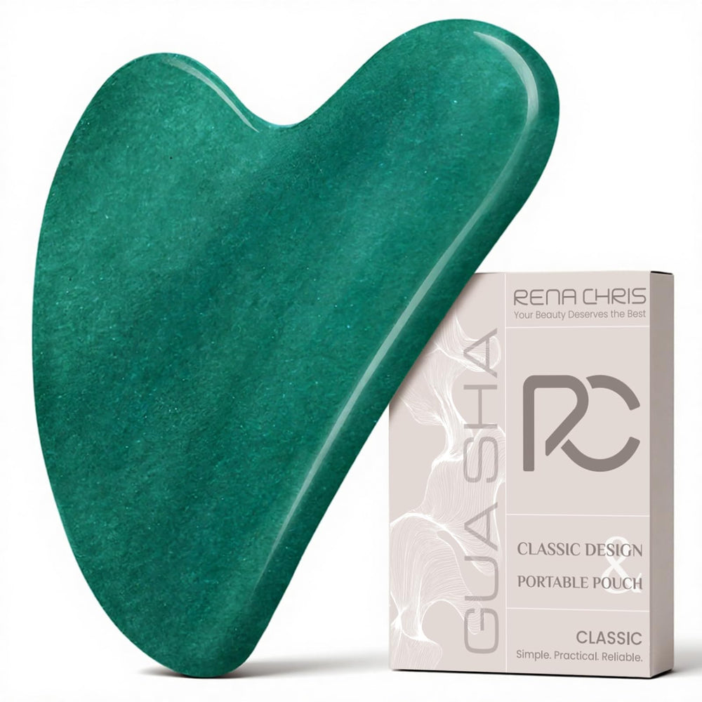 Rena Chris Gua Sha tool glides smoothly for a calming facial massage.