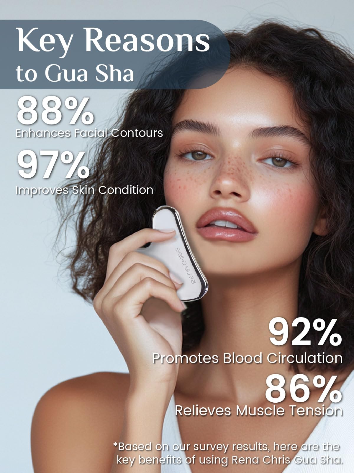 Rena Chris Gua Sha tool with oil promotes smooth glide