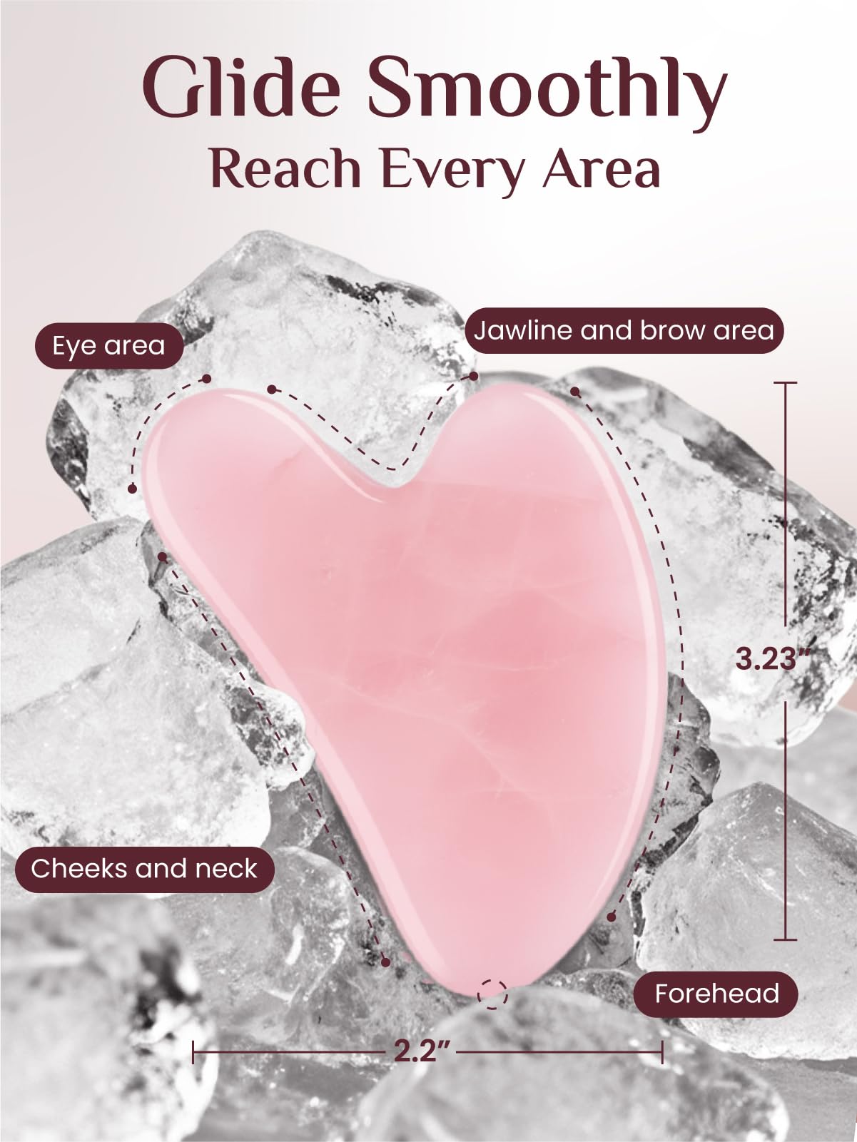 Rena Chris gua sha tool rose quartz used for jawline contour and puffiness reduction