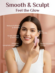 Rena Chris rose quartz gua sha tool focused on jawline sculpting